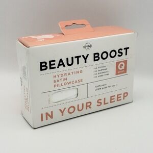 Beauty Boost Hydrating Satin Pillowcase 1 Standard Queen Size White NEW